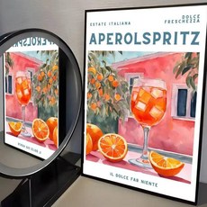 와인 아페롤 스프리츠 포스터 셀프 접착 스티커는 벽면에 적합하며 방수 방습 기능이, S. z6