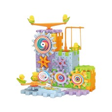 雪倫小舖 電動拼裝積木 傳動排列組合 軌道齒輪兒童玩具, 166件組-電動款-F, 1個