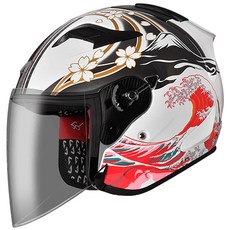 【PUPU SHOP】ASTONE 安全帽 DJR 彩繪 BM1 令和 半罩式 3/4罩 安全帽, 白紅,XL