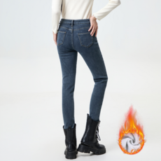 NUNUHANA 여성 하이웨스트 스판 기모 스키니진