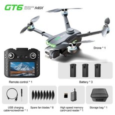 GT6Max 5.64 인치 스크린 드론 6K Profesional FPV 브러시리스 장애물 회피 공중 광학 접이식 콥터 Rc Dron, GT6Max-Screen 6K-3B