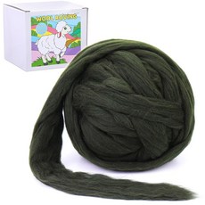 울 로빙 벌크 - 8.82온스/250g 슈퍼 청키 원사 바늘 펠팅용 탑 손 방적 펠팅 블렌딩 직조 및 DIY 공예용 부드러운 펠팅 용품, Dark green, 14.1oz, 1개
