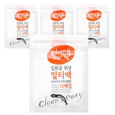 유하우스 일회용 위생 멀티백, 대(L), 15개입, 4개