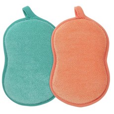 Gsbnjuy 아기 목욕 스폰지 2개 면 베이비 샤워 스폰지 수세미 부드럽고 흡수력이 좋은 각질 제거 바디 스크러버 부드러움 편안한 도구 영아 남성 여성 모든 피, Gsbnjuy 아기 목욕 스폰지 2개, 면 베이비 샤워