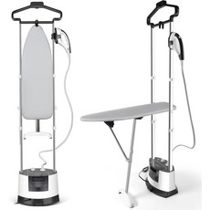 스탠딩 의류 스티머 500W 30초 빠른 열 0 floz 탈착식 탱크 2단계 스팀 다리미 보드 및 행거 평평한 걸이 대각선 다리미용 조정, White