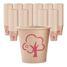 분홍나무 자연을 담은 생분해 크라프트 위생 종이컵 190ml (6.5온스), 1세트, 500개입