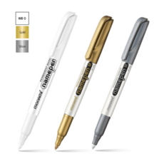 LABU 골드 실버 화이트 고급형 네임펜 세트, 1팩, 금색+은색+흰색