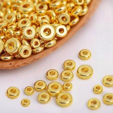300Pcs 18K Gold Filled Flat Round Spacer Beads 3mm Disc Loose Jewelry Making Small Handmade Bulk T