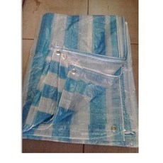 藍白條紋帆布，加厚防水塑膠布，尺寸 30x30 尺, 1個