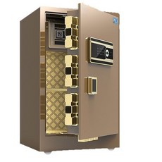 PYHO 금고 침대 머리맡 지문방지 비밀번호 가정용 소형 금고 투명 금고, 금색