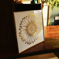 크리스탈 큐빅 골드 금박 해바라기 그림 액자 금전운 돈들어오는 거실 인테리어 개업선물, 1. 화이트
