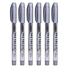 파보라보 부드러운 잉크 메탈릭 마카펜 실버 14 x 1.2 cm, 6개, 1색