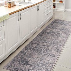 JONATHAN Y WSH319A-28 Shaii Global 메달리온 로우 파일 세탁기 세탁 가능 블루/라이트 그레이 61.4 x 2.4m(2 8피트) 러너 러그 청소하기