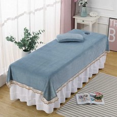 마사지 침대커버 경락 마사지샵 스파 베드 커버 이불 매트 침대 시트, 블루 벨벳 120x220 대형(구멍 없음)