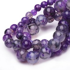 Chicager 주얼리 제작용 천연 보석 비즈 6mm 블루 토르말린 광택 매끄러운 라운드 원석 비즈 팔찌 목걸이용 38.1cm(15인치), 퍼플 드래곤 정맥 마노