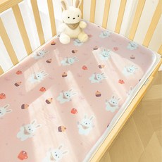 【透氣涼感棉】嬰兒床墊 幼兒園午睡墊 水洗快乾 贈收納袋 嬰兒涼感床墊 兒童涼墊 寶寶涼墊, 兔兔下午茶, 1個