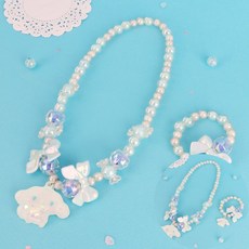 시나모롤 리본 스팽글 목걸이+팔찌