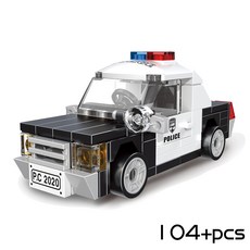 미니 블럭 도시건물 가게 조립 미니어처 데쿨 풀백 자동차 빌딩 블록 T1 캠핑카 레이싱 RV 런던 버스 앰뷸런스 군용 탱크 브릭 장난감 남자아이 선물, [20] Police Car
