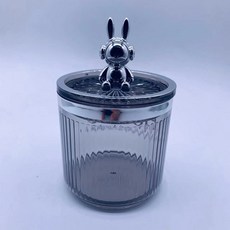 精品上新 ins風 高顏值便攜創意牙籤筒收納棉籤筒棉籤罐防塵帶蓋小紅書同款 上新, 小兔銀色棉籤筒, 1個