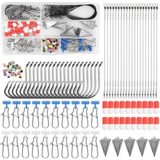 105PCS 서핑 낚시 태클 키트 물고기 찾기 리그 소금물 라이브 미끼 후크 플로트 싱커 슬라이더 비드 피라미드 리더 배스 비치 오션 장비 액세서리 제공