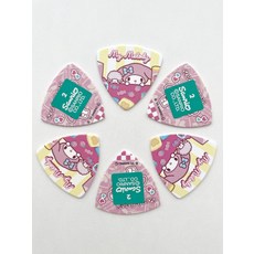 일본 산리오 마이멜로디 노랑줄무늬 캐릭터 통기타 알렉 베이스 기타피크 0.96mm