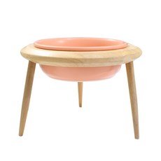 애구애구 강아지 높이 조절 원목 식기 대, 핑크오렌지, 1세트