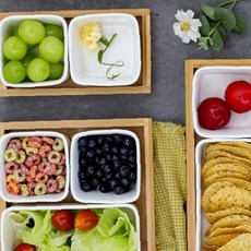 주방용 칸막이 사각 원목 간식 과일 담기 접시 다용도 분리형 홈파티 손님 접대, 1개, 사각접시3+트레이