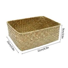 라탄 바구니 짠 해초 보관 짚 등나무 책상 주최자 피크닉 과일 상자 화장품 용기, 12) L Storage Baskets 4