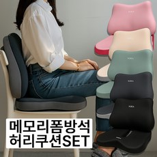또플러스 메모리폼 치질방석 허리쿠션 세트, 블랙 + 그레이, 1개
