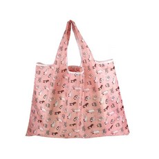 휴대용 접이식 장바구니 에코백 라지 대형 빅사이즈 쇼퍼백, 핑크 캣, 1개