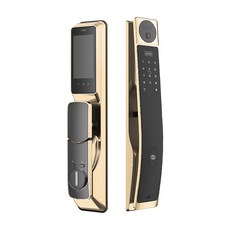 TEW V1香檳金七合一電子鎖，指紋密碼感應卡多重驗證，台灣熱牌智能門鎖, V1香檳金, 上門安裝