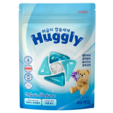 허글리 10IN1 딥 퍼퓸 초고농축 캡슐 세탁세제 미스틱 퍼퓸 향 섬유유연제 실내건조 겸용, 1개, 40개입 1개, 40개입