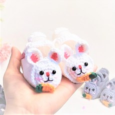 손뜨개 깡총 깡총 아기 토끼신발 DIY 동영상 패키지, 머스타드, 4개월~8개월, 선택안함, 1개