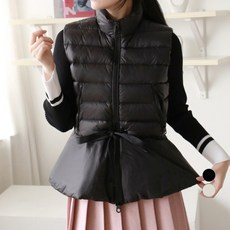 그레힙 겨울 여성 골프 패딩 조끼 경량 베스트 밑단 프릴 허리 스트링 조절 골프복 등산 여성골프웨어