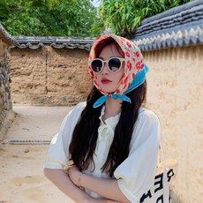 세일왕 여성 두건 촌캉스 레트로 꽃무늬 유행템 스카프 미니