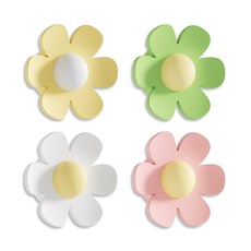 바이조이 세면대 구멍마개 꽃모양 실리콘 오퍼플로우 캡 4종세트, 그린+옐로우+핑크+화이트, 1세트