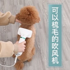 寵物二合一吹風機梳，速乾蓬鬆，適用比熊、泰迪犬貓, 1個, 第3代#10分緩幹+1檔調整,卽插卽用適用中小型犬貓邊吹邊梳