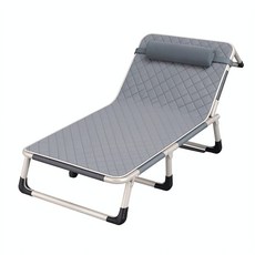 家用午休折疊床單人床, 加寬加粗方管灰親膚棉墊68*190cm
