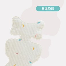 純棉嬰兒推車墊 四季透氣坐墊 嬰兒車配件, 1個, 白邊恐龍