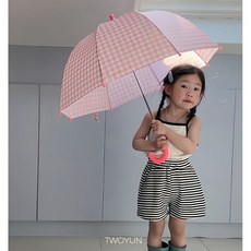 투윤 감성 체크 유아 우산