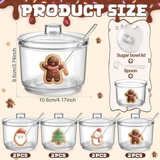 Honeydak 8피스 핫 코코아 바 액세서리 초콜릿 용기 설탕 그릇 뚜껑 및 스푼 포함 362.9g(12.5온스) 투명 아크릴 아이스크림 토핑 키트 조미료 병 시즈닝 상자용(