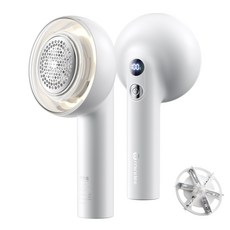 Mini life 보풀제거기 가정용 휴대용 충전식 6중날 링 라이트 LED 디스플레이 보풀제거기 세탁소용, 화이트