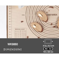 Chefmade學廚 WK9860 WK9861 耐熱230度 矽膠墊 耐高溫可重複使用 加厚矽膠揉麵墊, 1個, 7號 wk9860