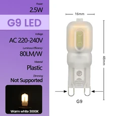 2-20pcs 미니 LED G9 E14 옥수수 전구 AC 220V 2W 3W 슈퍼 밝은 비 스트로브 따뜻한 흰색 빛은 20W 50W 할, 16 G9 2.5W 3000K, 02 5pcs