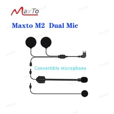 Maxto M2 오토바이 헬멧 헤드셋 인터컴 접착 성 홀더 마운트베이스 + 용 듀얼 마이크 이어폰, 01 China Mainland, 03 Dual mic 1pcs
