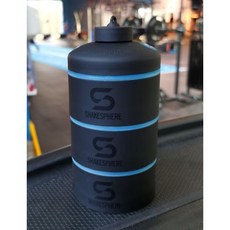 【神拳阿凱】英國 ShakeSphere（透明隔層/三色) 營養品分裝盒 嬰兒奶粉 營養品 乳清分裝盒 迷霧黑 85g, 透藍, 1個