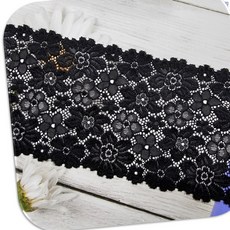 DKLACE-2094 자가드 스판 레이스 폭 13cm 자수 원단 홈패션 리폼 부자재, 1개, 네이비