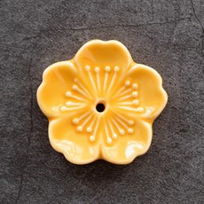 Zakka 日本風 櫻花筷架 香插 筷枕 筆托 陶瓷 瓷器 桌面擺飾, 橙黃色, 1個
