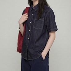 여성 캐주얼 반팔 데님셔츠