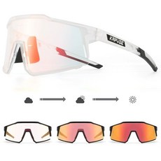 KAPVOE秋冬季騎行眼鏡專業山地公路自行車護目鏡變色防風鏡, 透明框（透明變紅片）（日夜可用）, 1個